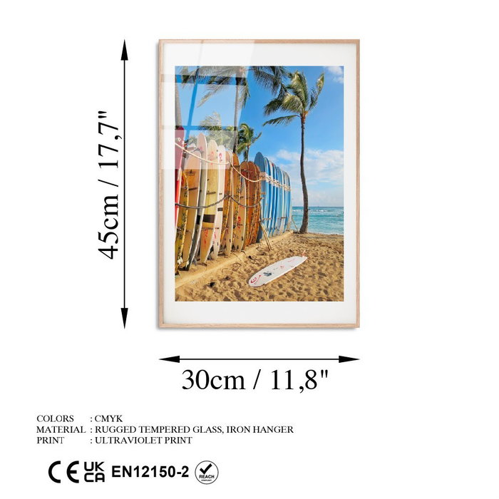 Wallity Cuadro Decorativo de Vidrio Templado Multicolor 30 x 45 cm